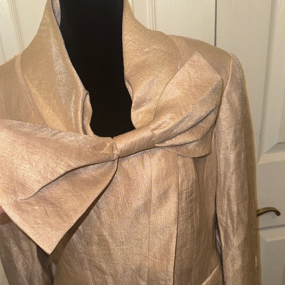 Adrianna Papell Shimmering Cream Blazer with Bow Accent - Picture 4 of 16